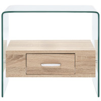 Produktbild för Soffbord med låda 50x50x45 cm härdat glas