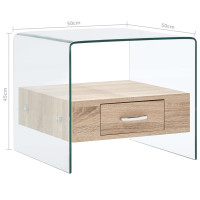Produktbild för Soffbord med låda 50x50x45 cm härdat glas
