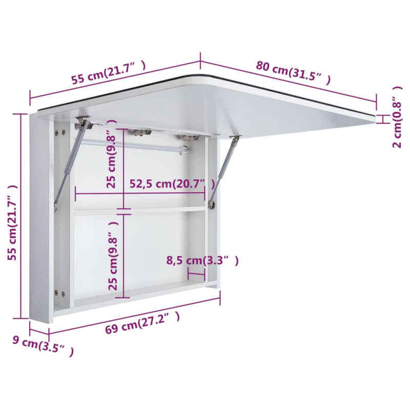 Produktbild för Badrumsskåp med spegel LED 80x9,5x55 cm