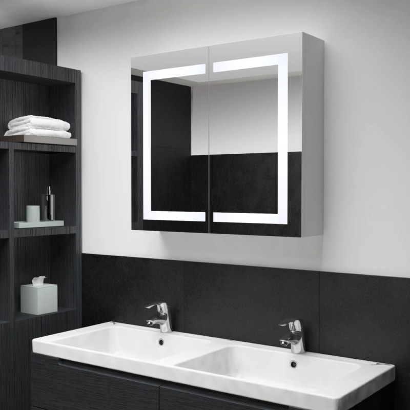 Produktbild för Badrumsskåp med spegel LED 80x12,2x68 cm