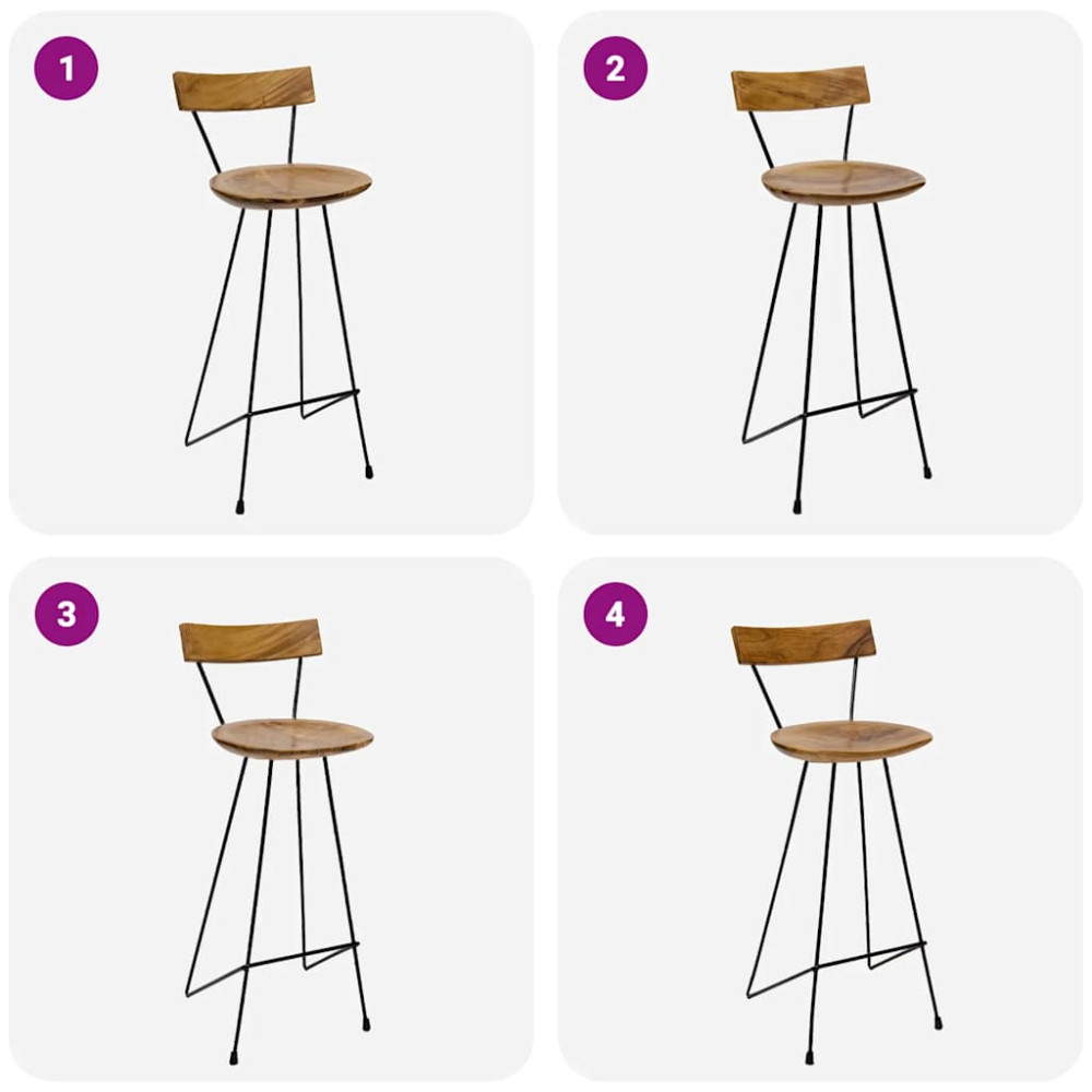 Produktbild för Barstolar 2 st massiv teak