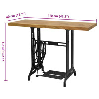 Produktbild för Avlastningsbord med symaskinsunderrede 110x40x75 cm