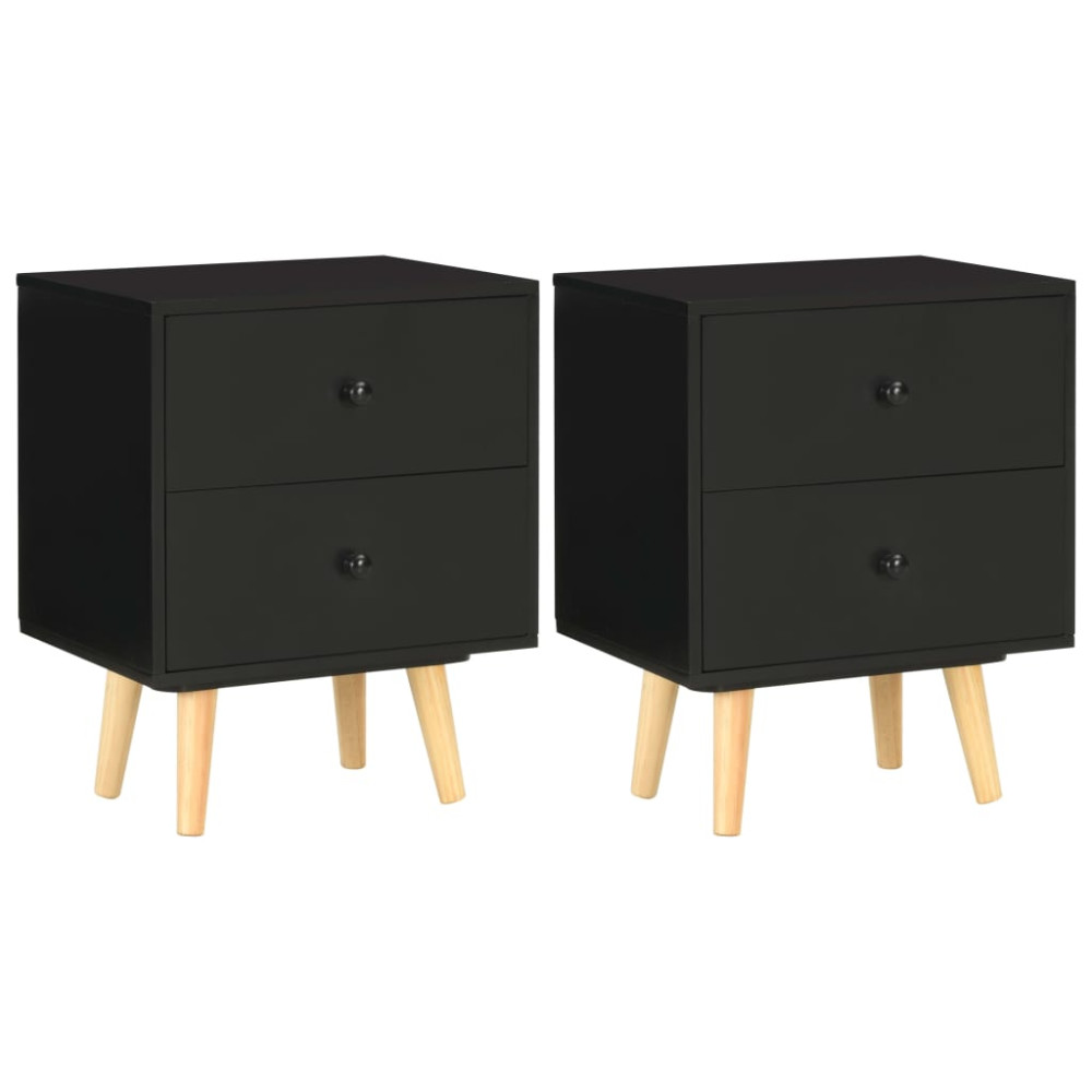 Produktbild för Sängbord 2 st svart 40x30x50 cm massiv furu