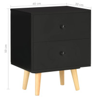 Produktbild för Sängbord 2 st svart 40x30x50 cm massiv furu