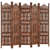 Miniatyr av produktbild för Rumsavdelare 5 paneler handsnidad brun 120x165 cm mangoträ