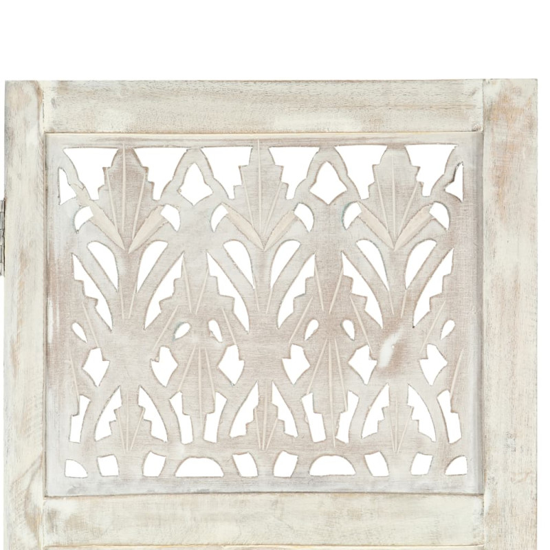 Produktbild för Rumsavdelare 5 paneler handsnidad vit 200x165 cm mangoträ