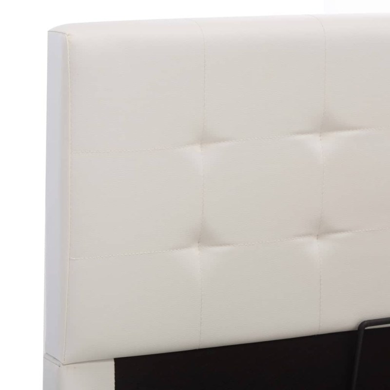 Produktbild för Sängram hydraulisk förvaring vit konstläder 90x200 cm