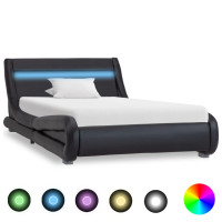 Produktbild för Sängram med LED svart konstläder 90x200 cm