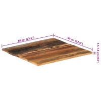 Produktbild för Fyrkantig bordsskiva 60x60 cm 15-16 mm massivt återvunnet trä