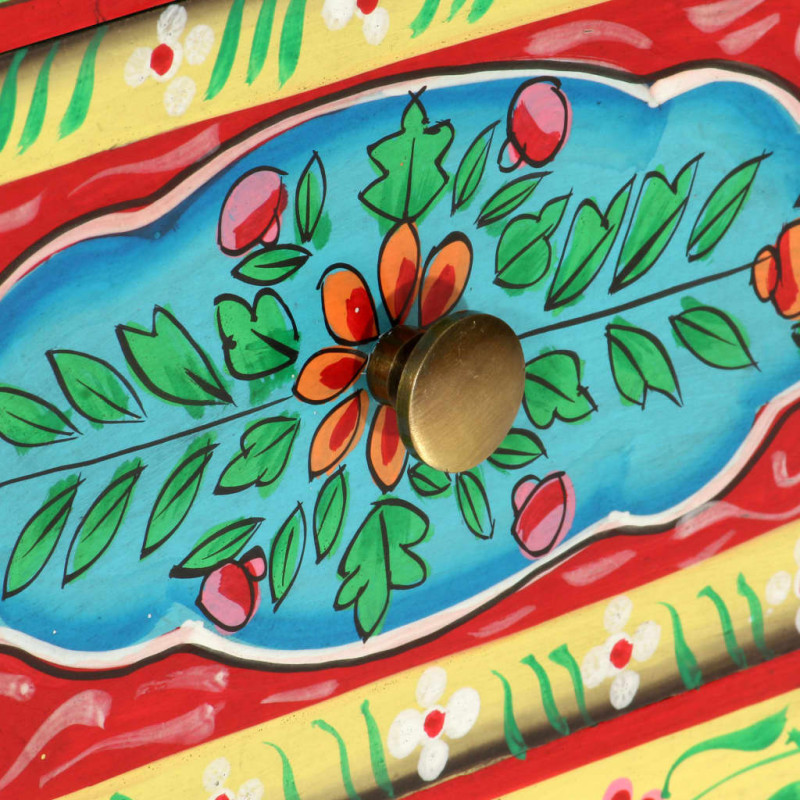 Produktbild för Handmålat sängbord 40x30x50 cm massivt mangoträ