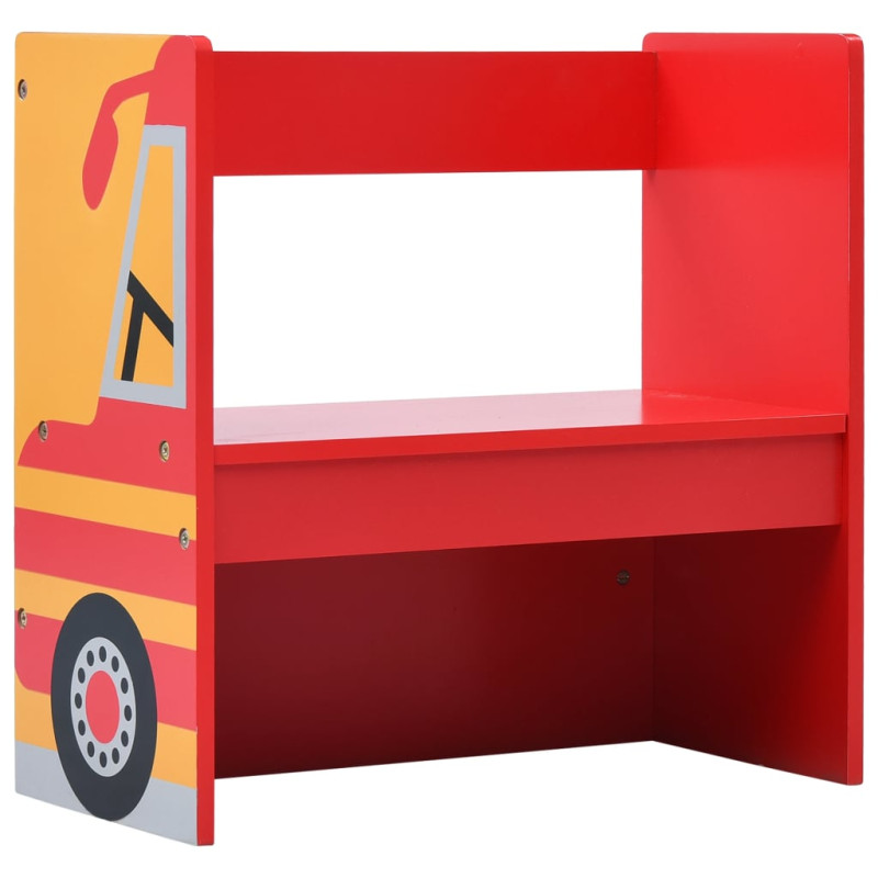 Produktbild för Barnbord och stolar 3 delar brandbil trä
