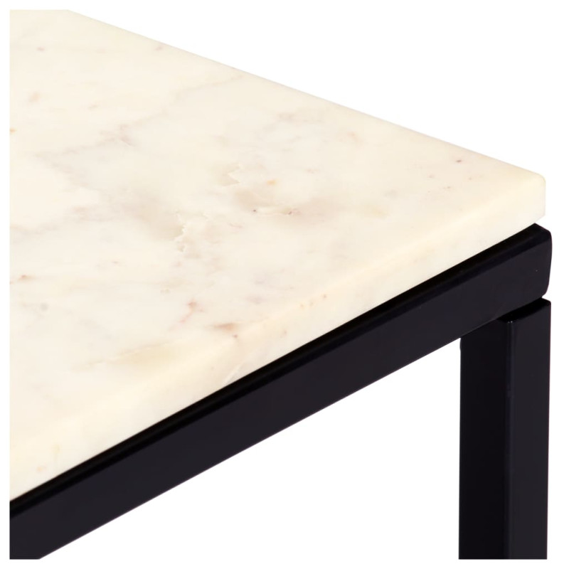 Produktbild för Soffbord vit 60x60x35 cm äkta sten med marmorstruktur