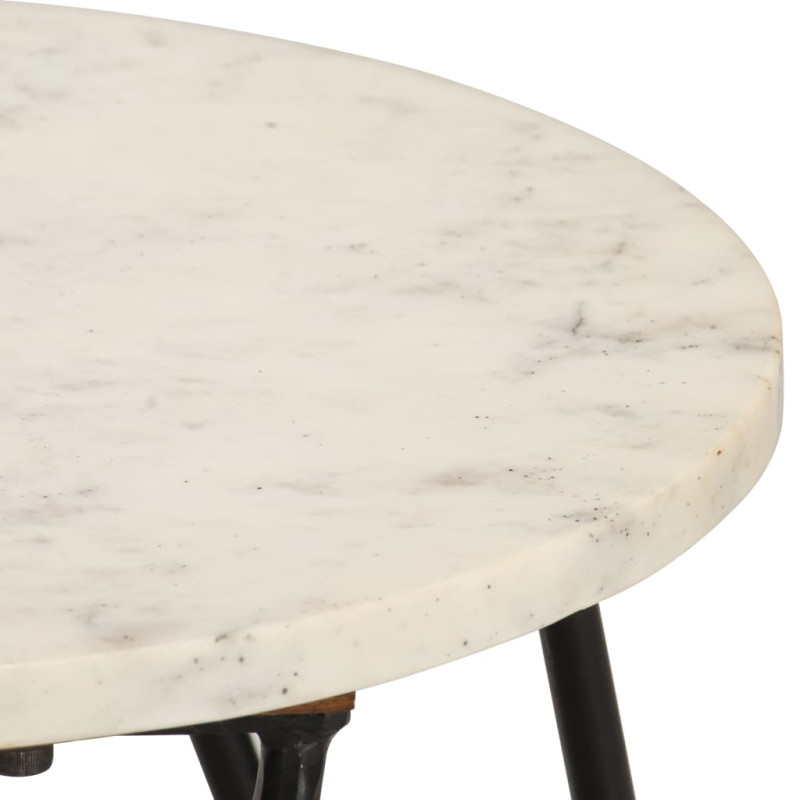 Produktbild för Soffbord vit 40x40x40 cm äkta sten med marmorstruktur