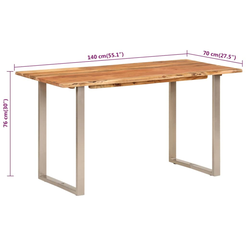 Produktbild för Matbord 140x70x76 cm massivt akaciaträ