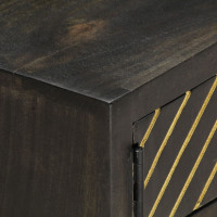 Produktbild för Soffbord svart och guld 90x50x35 cm massivt mangoträ