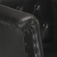 Produktbild för Fåtölj äkta läder svart