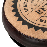 Produktbild för Barstolar med kanvastryck 2 st svart och brun äkta läder