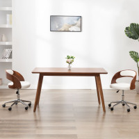 Produktbild för Snurrbar matstol böjträ och konstläder vit