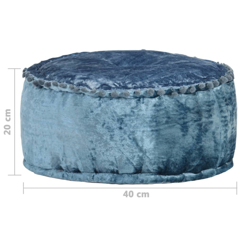 Produktbild för Rund sammetspuff 40x20 cm blå