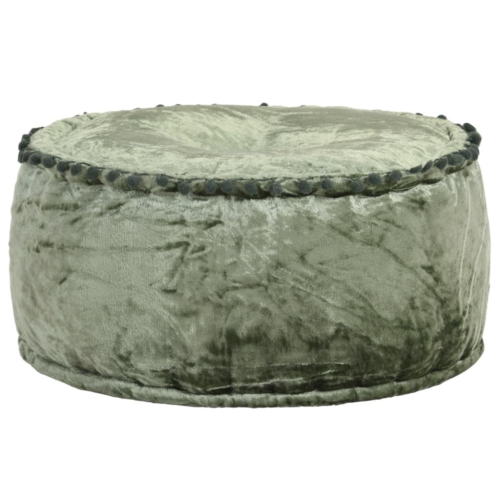 Produktbild för Rund sammetspuff 40x20 cm grön