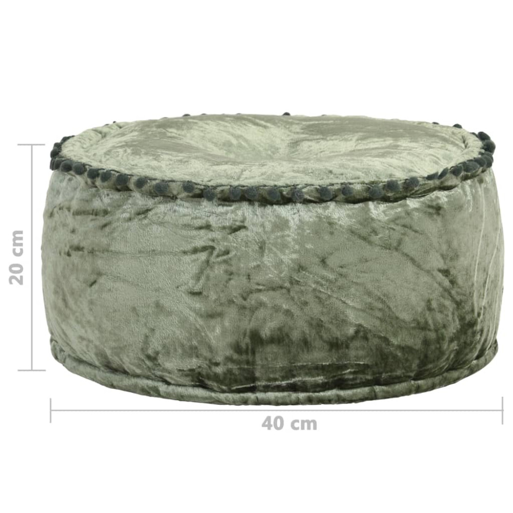 Produktbild för Rund sammetspuff 40x20 cm grön