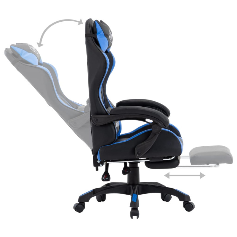 Produktbild för Gamingstol med fotstöd blå och svart konstläder