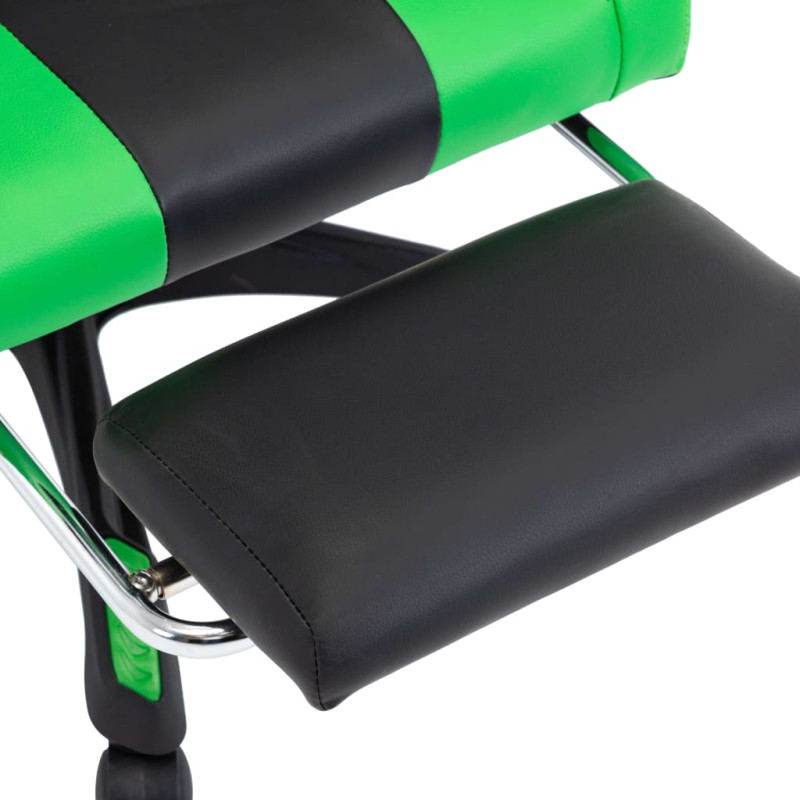 Produktbild för Gamingstol med fotstöd grön och svart konstläder