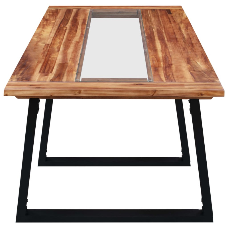 Produktbild för Matbord 180x90x75 cm massivt akaciaträ och glas