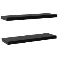Produktbild för Svävande vägghyllor 2 st svart 100x20x3,8 cm