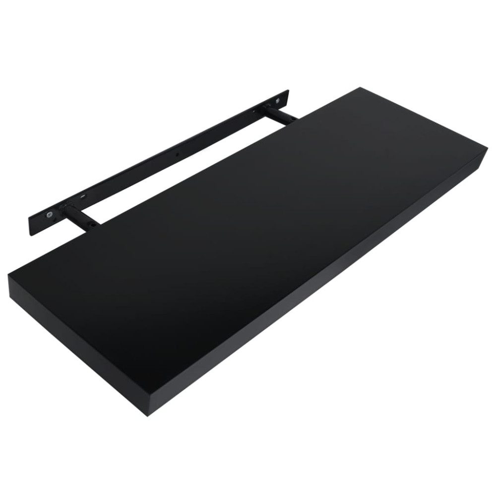 Produktbild för Svävande vägghyllor 2 st svart 100x20x3,8 cm