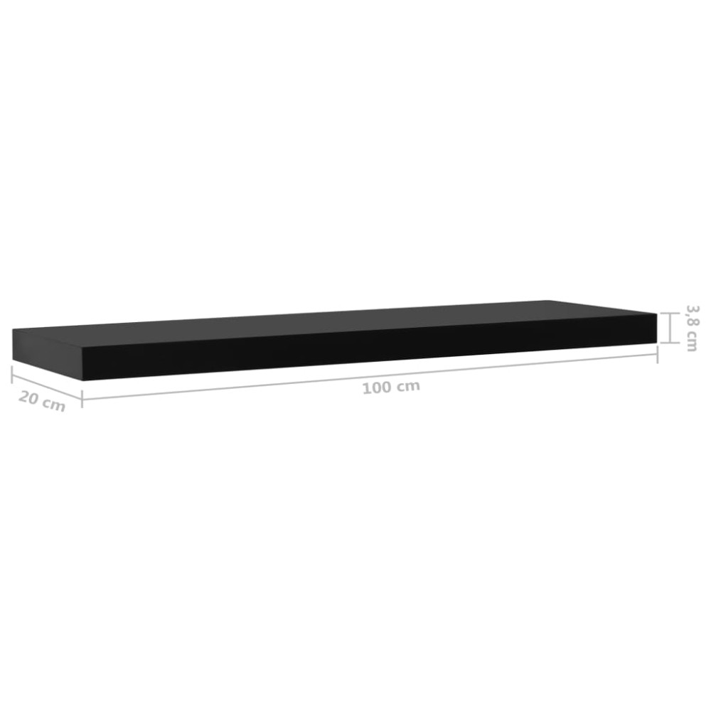 Produktbild för Svävande vägghyllor 2 st svart 100x20x3,8 cm