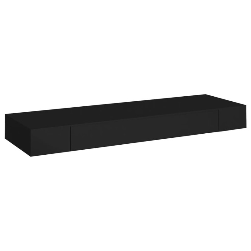 Produktbild för Svävande vägghylla med låda svart 80x25x8 cm