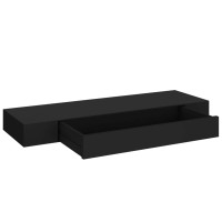 Miniatyr av produktbild för Svävande vägghylla med låda svart 80x25x8 cm