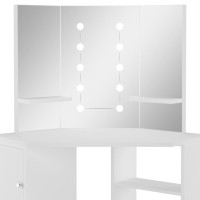 Miniatyr av produktbild för Sminkbord med LED-lampor hörn vit