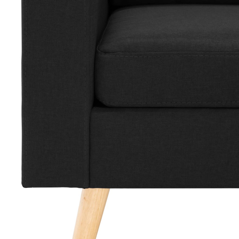 Produktbild för 3-sitssoffa med fotpall svart tyg