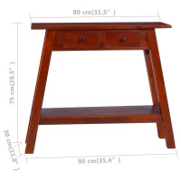Produktbild för Avlastningsbord klassisk brun 90x30x75cm massiv mahogny