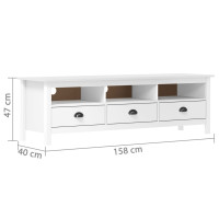 Miniatyr av produktbild för TV-bänk Hill vit 158x40x47 cm massiv furu