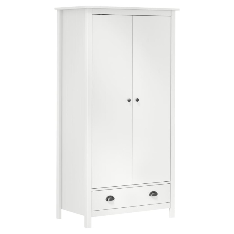 Produktbild för Garderob 2 dörrar Hill vit 89x50x170 cm massiv furu