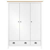 Miniatyr av produktbild för Garderob 3 dörrar Hill vit 127x50x170 cm massiv furu