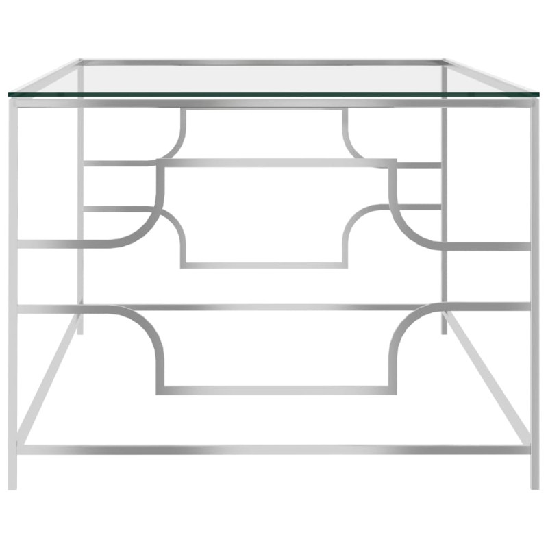 Produktbild för Soffbord silver 120x60x45 cm rostfritt stål och glas
