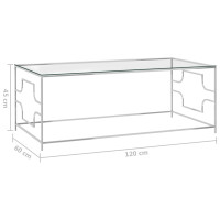 Miniatyr av produktbild för Soffbord silver 120x60x45 cm rostfritt stål och glas