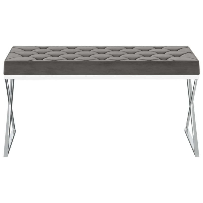 Produktbild för Bänk 97 cm grå sammet och rostfritt stål