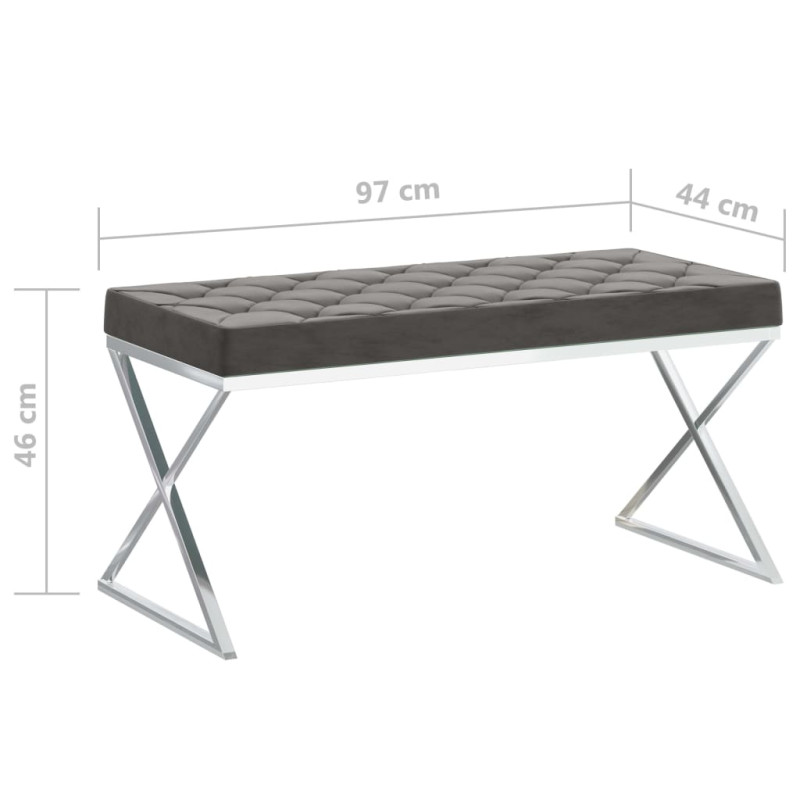Produktbild för Bänk 97 cm grå sammet och rostfritt stål