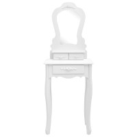 Miniatyr av produktbild för Sminkbord med pall vit 50x59x136 cm paulowniaträ