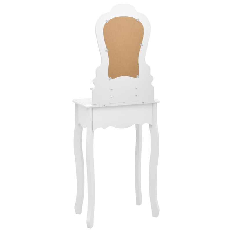 Produktbild för Sminkbord med pall vit 50x59x136 cm paulowniaträ