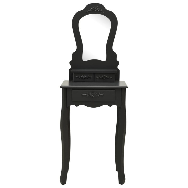 Produktbild för Sminkbord med pall svart 50x59x136 cm paulowniaträ