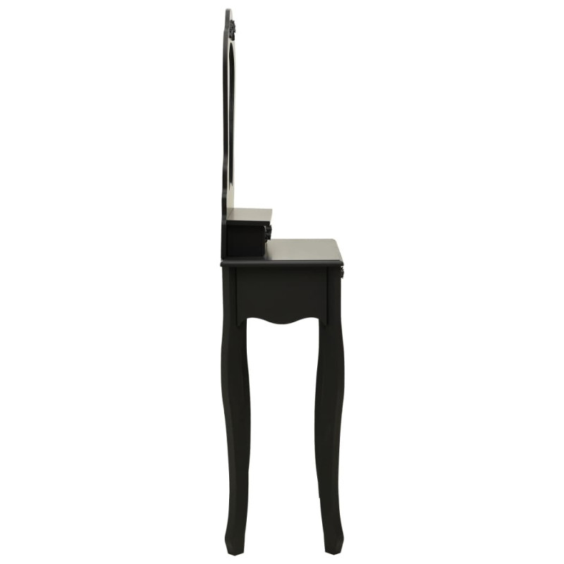 Produktbild för Sminkbord med pall svart 50x59x136 cm paulowniaträ