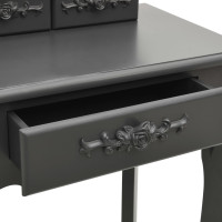 Produktbild för Sminkbord med pall grå 50x59x136 cm paulowniaträ