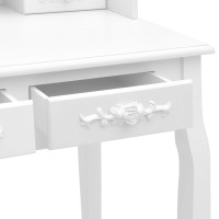 Miniatyr av produktbild för Sminkbord med pall vit 75x69x140 cm paulowniaträ