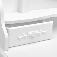 Miniatyr av produktbild för Sminkbord med pall vit 75x69x140 cm paulowniaträ